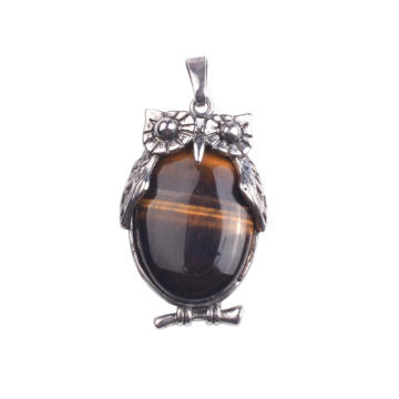 Herren Tiger Eye Stein Anhänger Halskette Silber versilbert Eule Vintage Halskette Schmuck